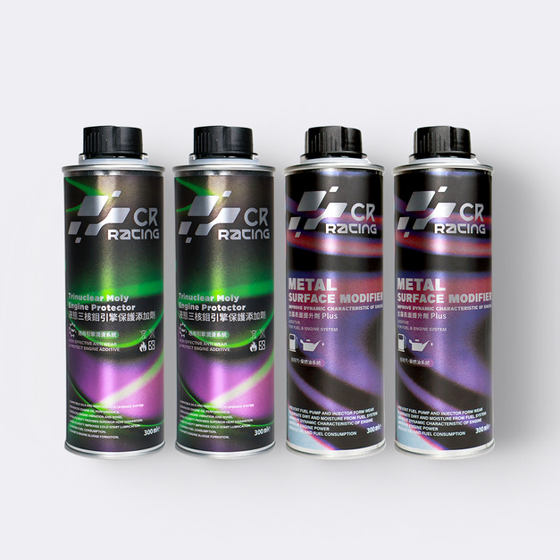 CR RACING 金屬表面提升劑(300ml)*2+液態三核鉬引擎保護添加劑(300ml)*2