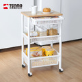【日本天馬】移動式木質頂板寬型三層收納架(附抽屜) 【日本天馬】移動式木質頂板寬型三層收納架(附抽屜)
