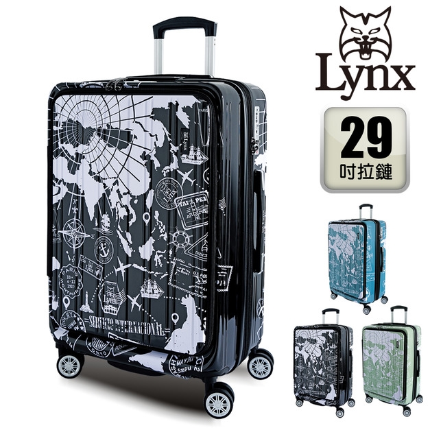 【Lynx 美國山貓】29吋雙開行李箱-地圖郵戳款 【Lynx 美國山貓】29吋雙開行李箱-地圖郵戳款