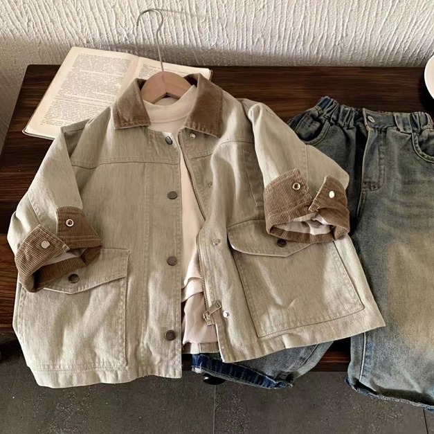 復古刷舊棉麻翻領外套 復古刷舊棉麻翻領外套
