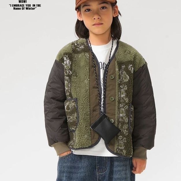 軍綠混拼羊羔毛迷彩鋪棉外套 軍綠混拼羊羔毛迷彩鋪棉外套