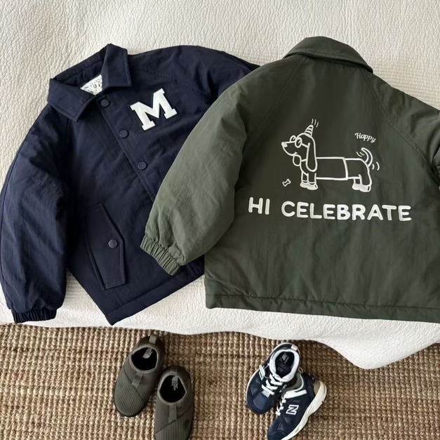 韓感爆棚的鋪棉小狗LOGO 夾克外套 2色 韓感爆棚的鋪棉小狗LOGO 夾克外套 2色