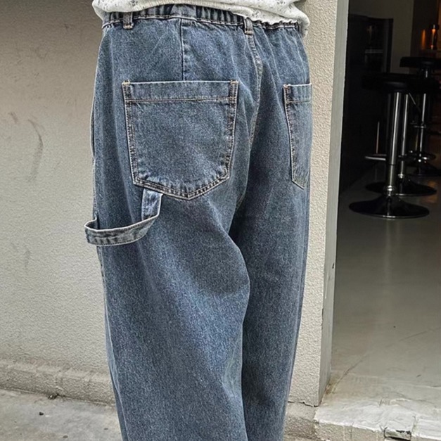 韓國四季百搭寬鬆後鬆緊街頭風牛仔褲 韓國四季百搭寬鬆後鬆緊街頭風牛仔褲