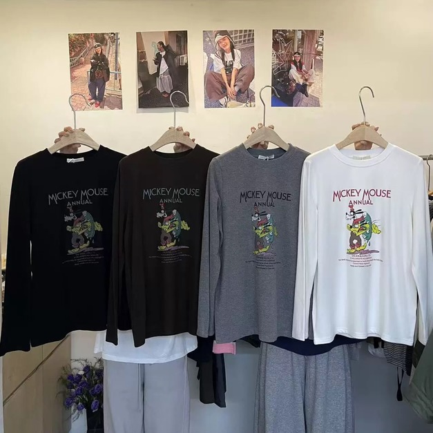 韓國卡通內磨毛中厚長袖上衣 4色 韓國卡通內磨毛中厚長袖上衣 4色