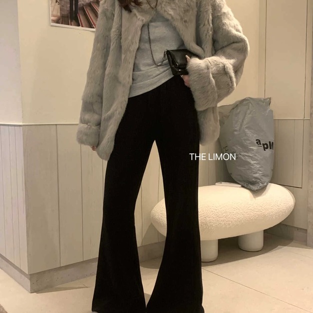 THE LIMON 韓系秋冬新款高腰微喇長褲|加絨款 4色 THE LIMON 韓系秋冬新款高腰微喇長褲|加絨款 4色