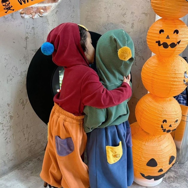 多巴胺色系精靈帽上衣+加絨褲套裝| 多款可拆買 多巴胺色系精靈帽上衣+加絨褲套裝| 多款可拆買