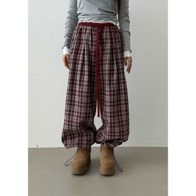 自留款!!復古格紋束腳寬褲|冬日慵懶時髦首選 自留款!!復古格紋束腳寬褲|冬日慵懶時髦首選