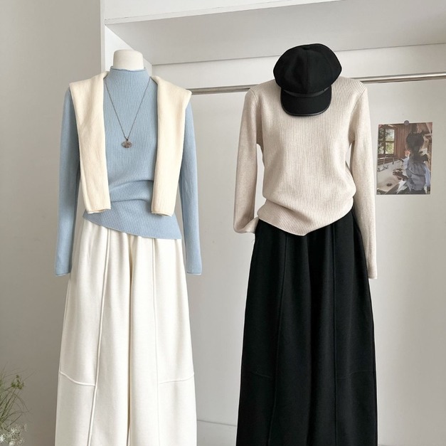 韓系鬆弛感加絨鬆緊褲頭寬褲 3色 韓系鬆弛感加絨鬆緊褲頭寬褲 3色