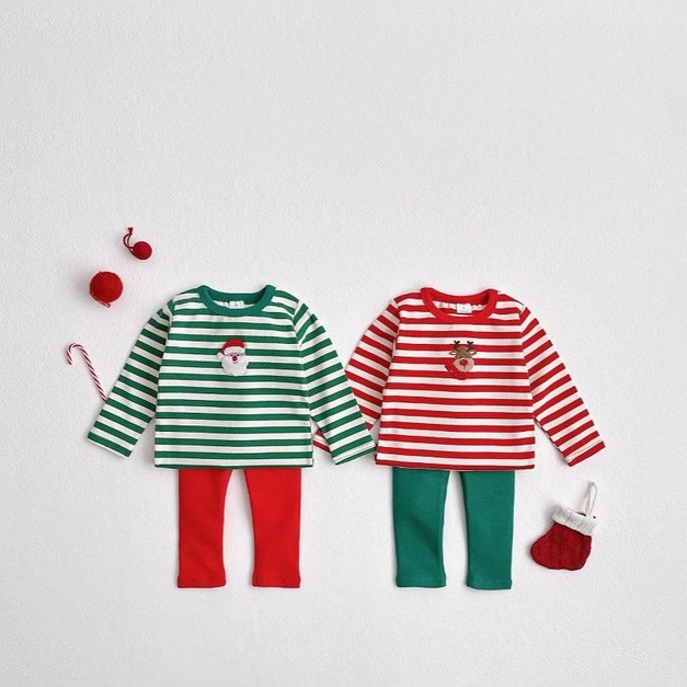 聖誕條紋拉絨套裝(麋鹿 / 聖誕老人) 聖誕條紋拉絨套裝(麋鹿 / 聖誕老人)