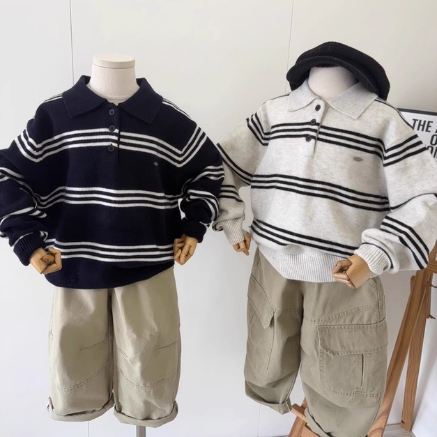 條紋POLO柔軟親膚百搭針織 2色 條紋POLO柔軟親膚百搭針織 2色