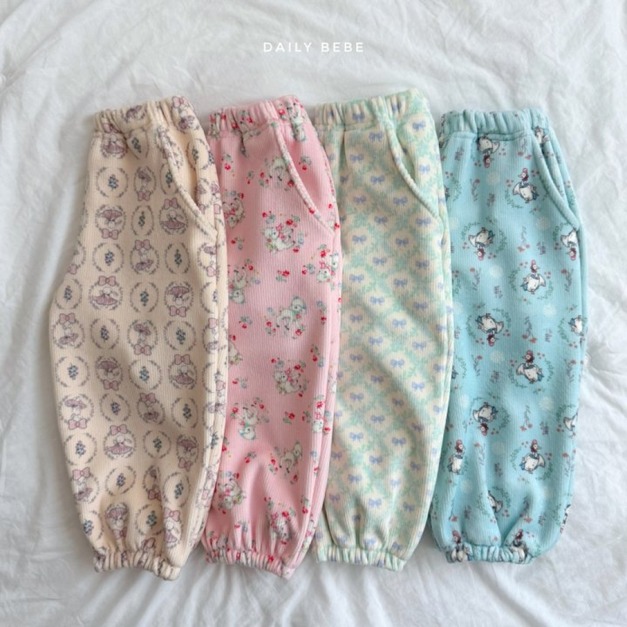 Daily bebe|馬卡龍粉嫩系滿版印花鬆緊長褲 (4色) Daily bebe|馬卡龍粉嫩系滿版印花鬆緊長褲 (4色)