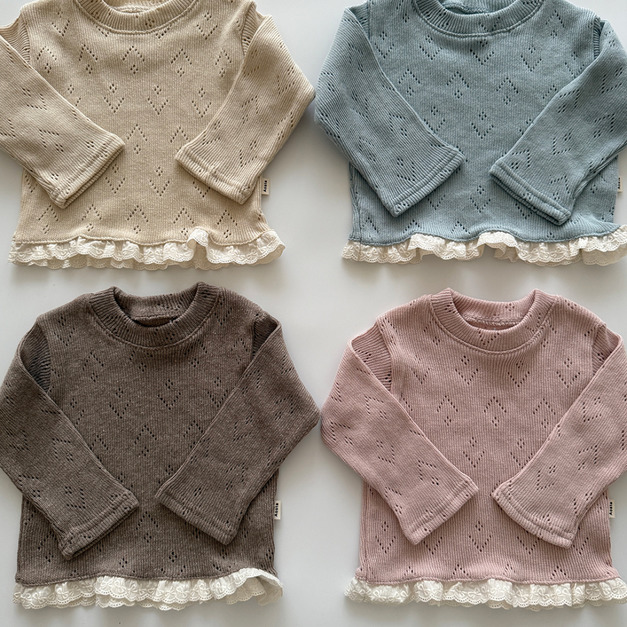 AOSTA 針織蕾絲滾邊圓領上衣 4色 AOSTA 針織蕾絲滾邊圓領上衣 4色