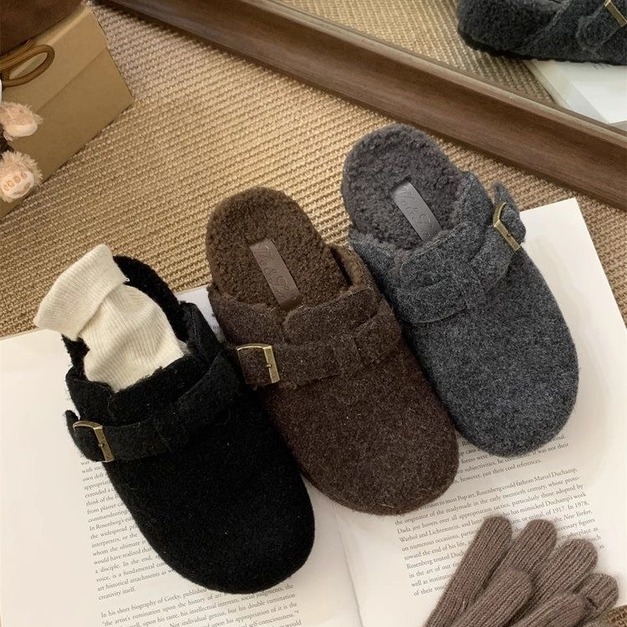 內增高 5CM|復古勃肯風厚底毛呢拖鞋(冬季可外穿款)3色 內增高 5CM|復古勃肯風厚底毛呢拖鞋(冬季可外穿款)3色