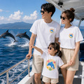 海豚徽章家族短袖T恤全家福親子裝(2色)【FM021】 海豚徽章家族短袖T恤全家福親子裝(2色)【FM021】