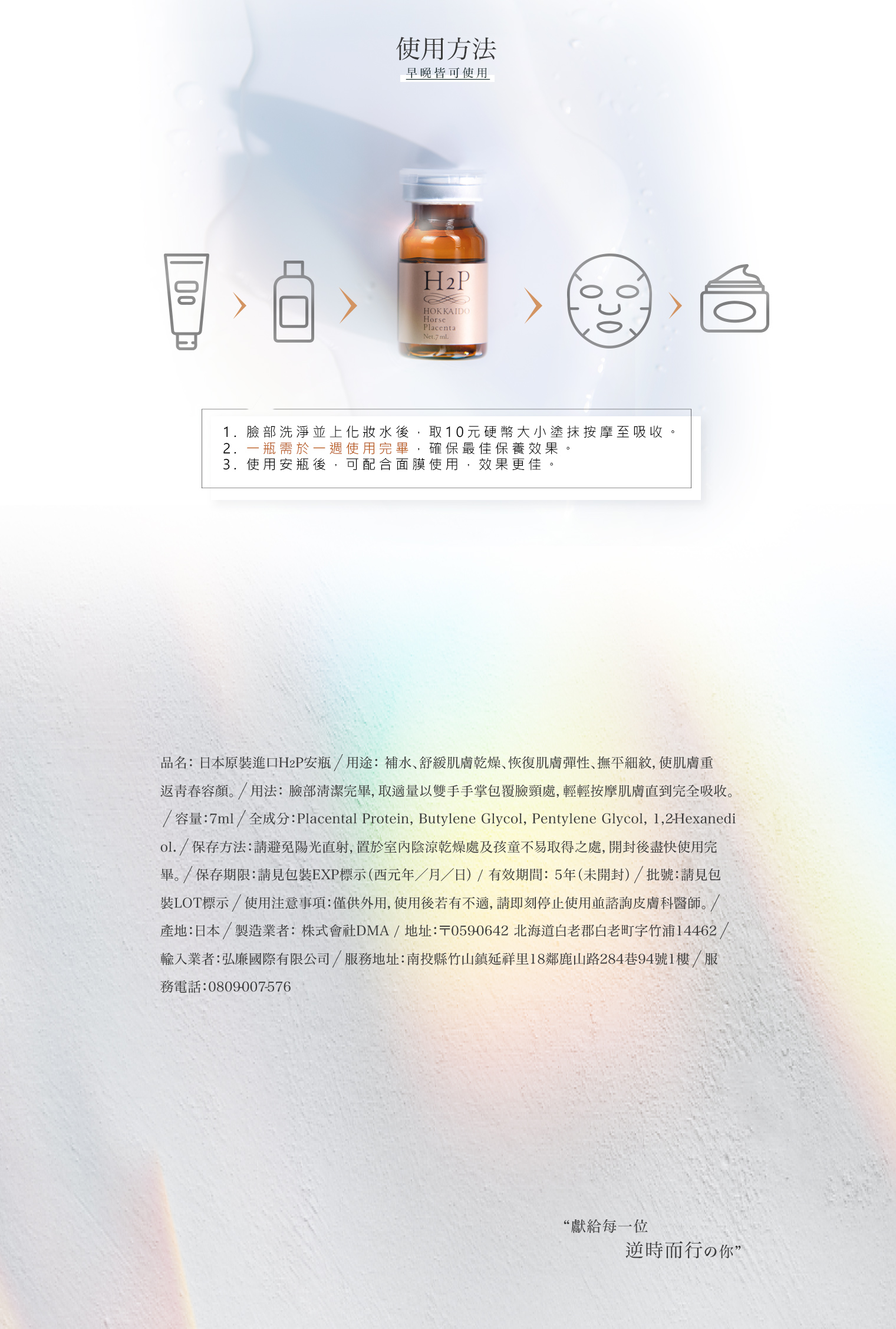 H2P馬胎盤素安瓶的使用方法。