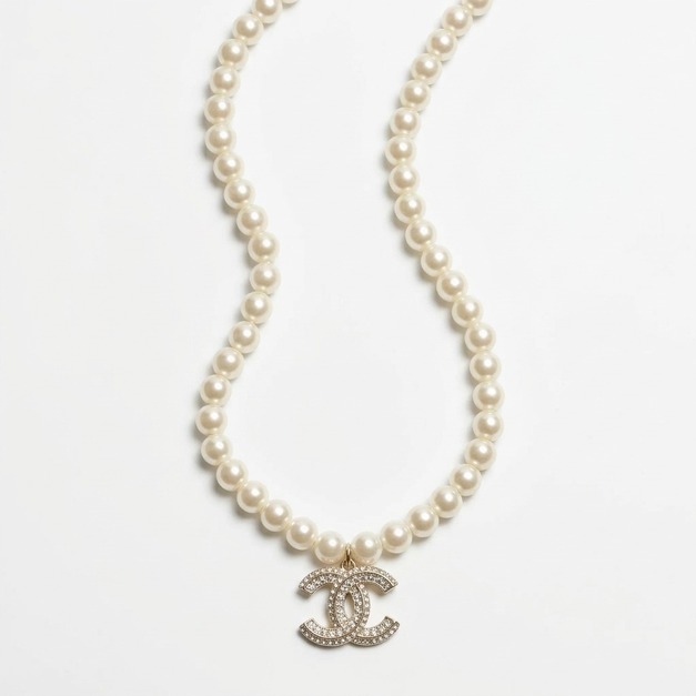CHANEL 中古風滿鑽雙C結珍珠項鍊 CHANEL 中古風滿鑽雙C結珍珠項鍊
