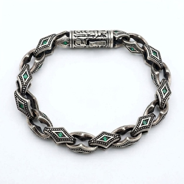 CHROME HEARTS 復古做舊多元素綠鑽手鍊 CHROME HEARTS 復古做舊多元素綠鑽手鍊