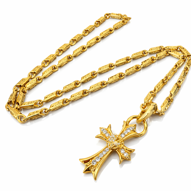 CHROME HEARTS 滿鑽藤蔓愛心十字架吊墜 CHROME HEARTS 滿鑽藤蔓愛心十字架吊墜
