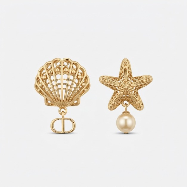 DIOR 不對稱鏤空海星貝殼耳環 DIOR 不對稱鏤空海星貝殼耳環