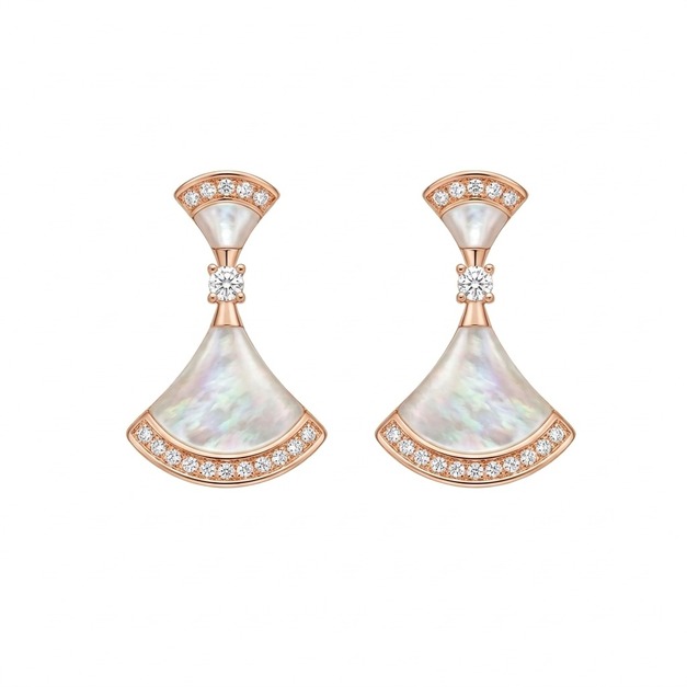 BVLGARI 玫瑰金白色扇子耳環 BVLGARI 玫瑰金白色扇子耳環