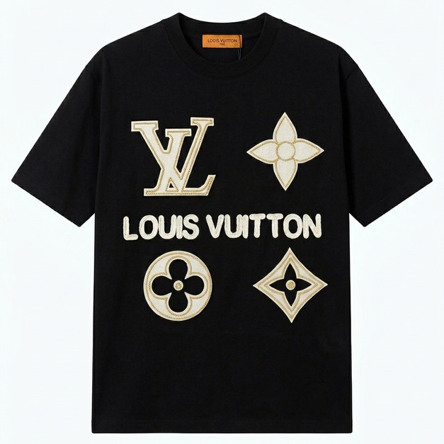 LOUIS VUITTON 繩繡字母LOGO短袖 (黑) LOUIS VUITTON 繩繡字母LOGO短袖 (黑)