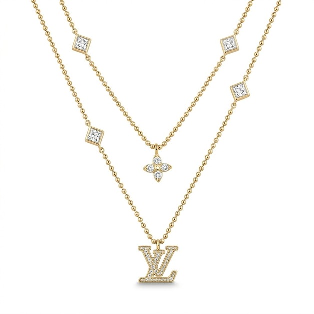 LOUIS VUITTON 滿鑽雙層項鍊 LOUIS VUITTON 滿鑽雙層項鍊