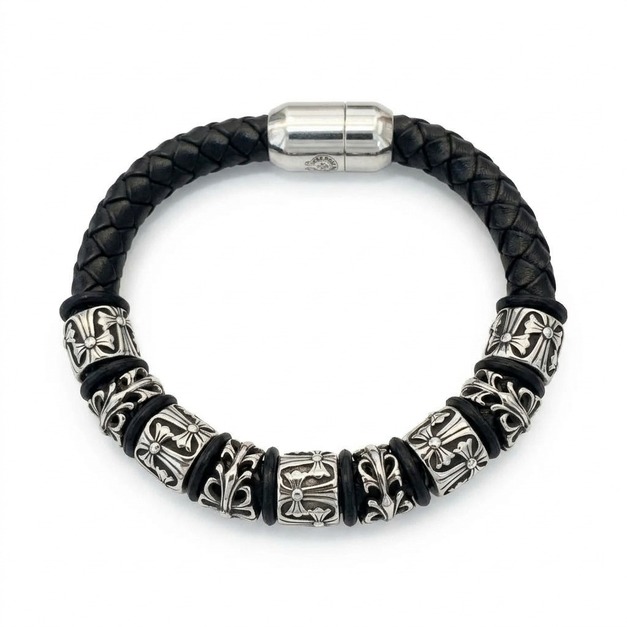 CHROME HEARTS 十字架皮繩手繩 CHROME HEARTS 十字架皮繩手繩
