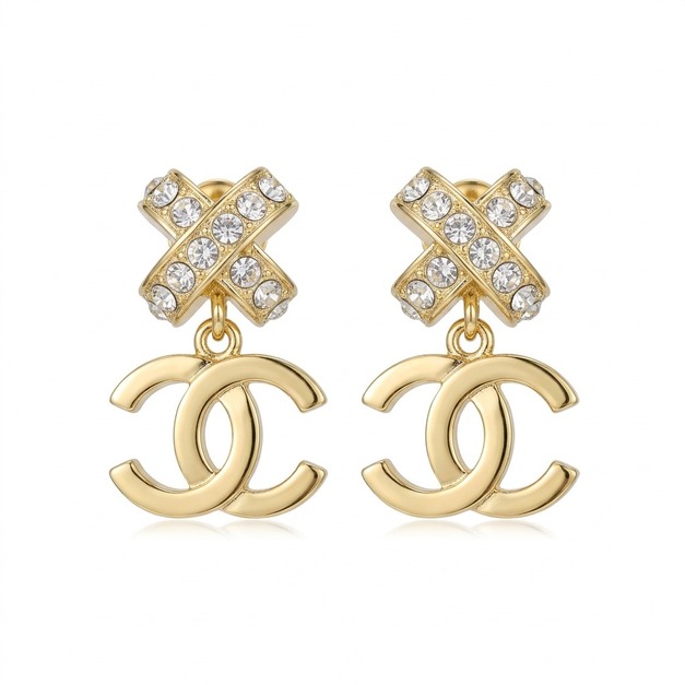 CHANEL 十字鑲鑽雙C耳環 CHANEL 十字鑲鑽雙C耳環