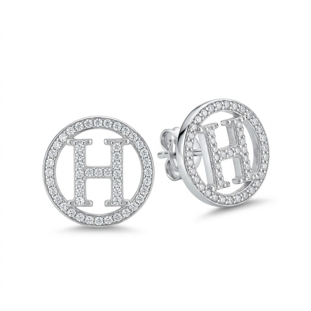 HERMES 滿鑽圓形H字母耳環 HERMES 滿鑽圓形H字母耳環