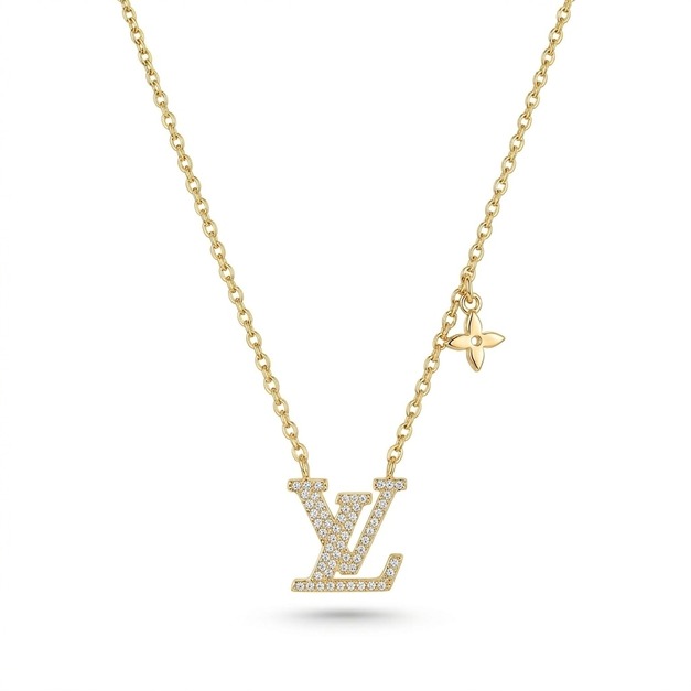 LOUIS VUITTON 鑲鑽LOGO小花項鍊 (金) LOUIS VUITTON 鑲鑽LOGO小花項鍊 (金)
