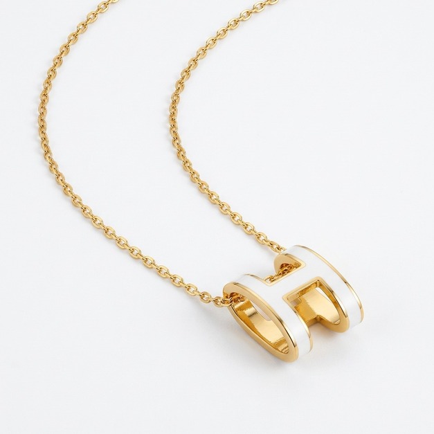 HERMES 琺瑯弧形H項鍊 (白) (大號H) HERMES 琺瑯弧形H項鍊 (白) (大號H)
