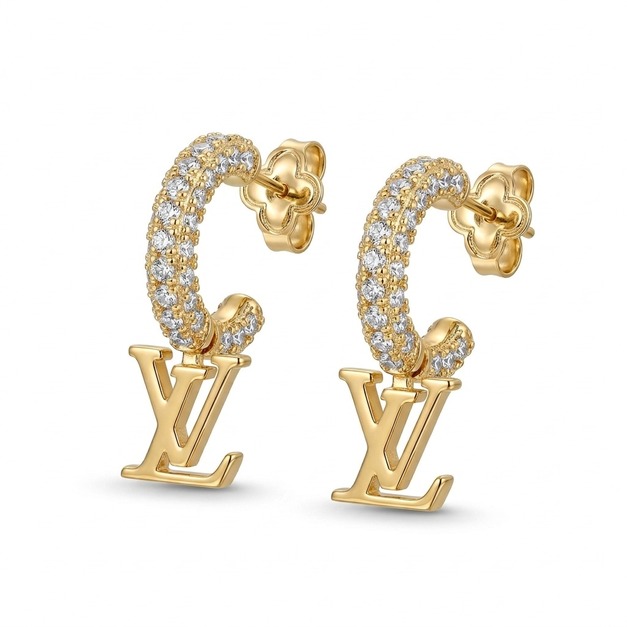 LOUIS VUITTON 圓弧鑲鑽字母耳環 LOUIS VUITTON 圓弧鑲鑽字母耳環