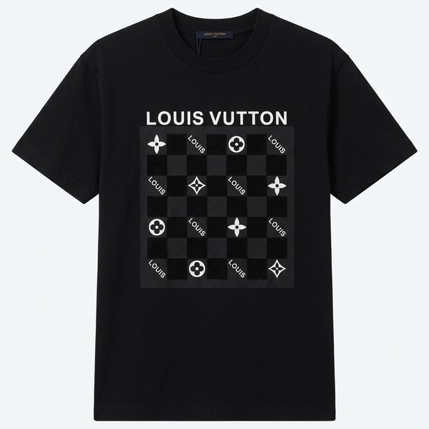 LOUIS VUITTON 浮雕方格LOGO短袖 (黑) LOUIS VUITTON 浮雕方格LOGO短袖 (黑)