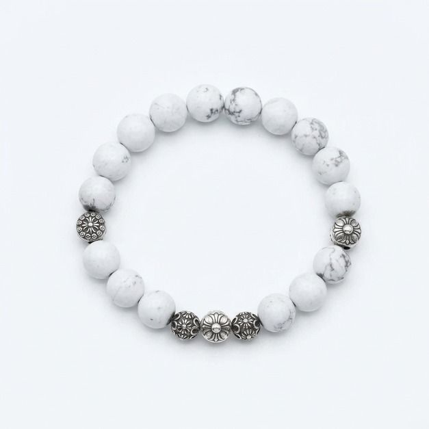 CHROME HEARTS 白瑪瑙十字架童軍花手鍊 CHROME HEARTS 白瑪瑙十字架童軍花手鍊