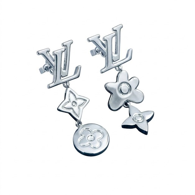 LOUIS VUITTON 不對稱垂墜耳環 (銀) LOUIS VUITTON 不對稱垂墜耳環 (銀)