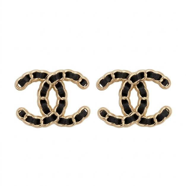 CHANEL 黑皮cc耳釘 CHANEL 黑皮cc耳釘