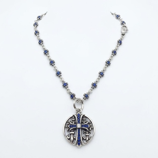 CHROME HEARTS 圓形藍十字架項鍊 CHROME HEARTS 圓形藍十字架項鍊