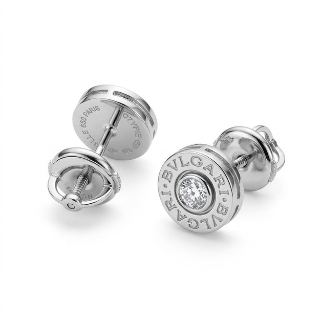 BVLGARI 圓環鑽石耳環 (銀色) BVLGARI 圓環鑽石耳環 (銀色)