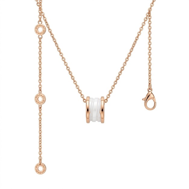 BVLGARI 玫瑰金彈簧白色陶瓷項鍊 BVLGARI 玫瑰金彈簧白色陶瓷項鍊