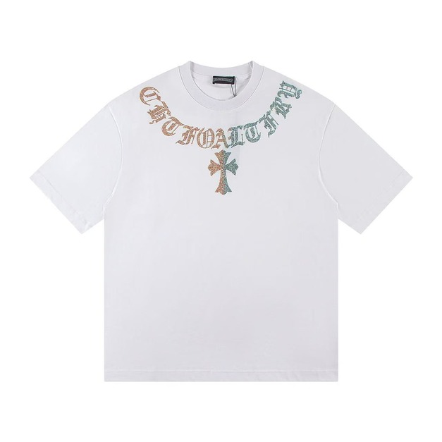 CHROME HEARTS 燙鑽胸前梵文短袖 (白) CHROME HEARTS 燙鑽胸前梵文短袖 (白)