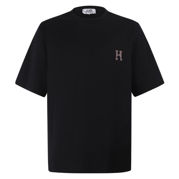 HERMES 真皮貼片棉質圓領短袖 (黑) HERMES 真皮貼片棉質圓領短袖 (黑)