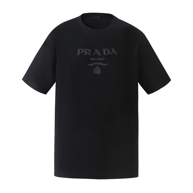 PRADA LOGO壓花純色短袖圓領短袖 (黑) PRADA LOGO壓花純色短袖圓領短袖 (黑)