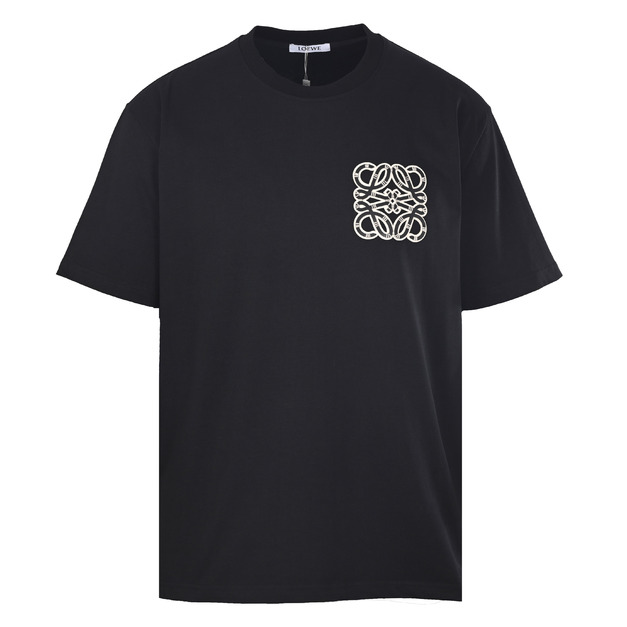 LOEWE 縫線皮革立體Logo短袖 (黑) LOEWE 縫線皮革立體Logo短袖 (黑)