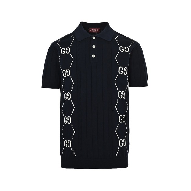 GUCCI 雙G針織毛衣Polo短袖 (黑) GUCCI 雙G針織毛衣Polo短袖 (黑)