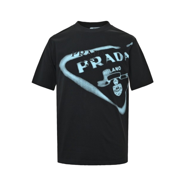 PRADA 倒三角噴墨印花logo短袖 (黑) PRADA 倒三角噴墨印花logo短袖 (黑)
