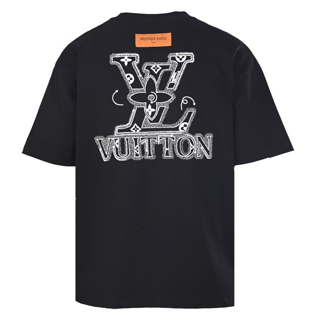 LOUIS VUITTON 前後字母Logo刺繡短袖 (黑) LOUIS VUITTON 前後字母Logo刺繡短袖 (黑)