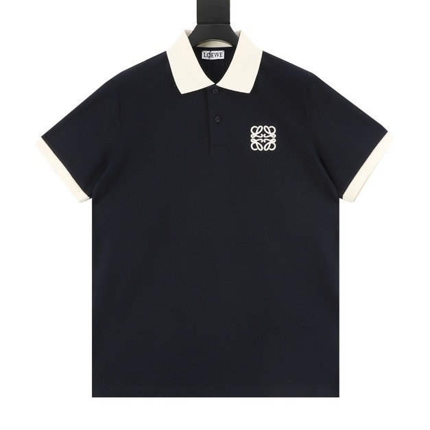 LOEWE 撞色翻領刺繡logo短袖polo衫 (黑) LOEWE 撞色翻領刺繡logo短袖polo衫 (黑)