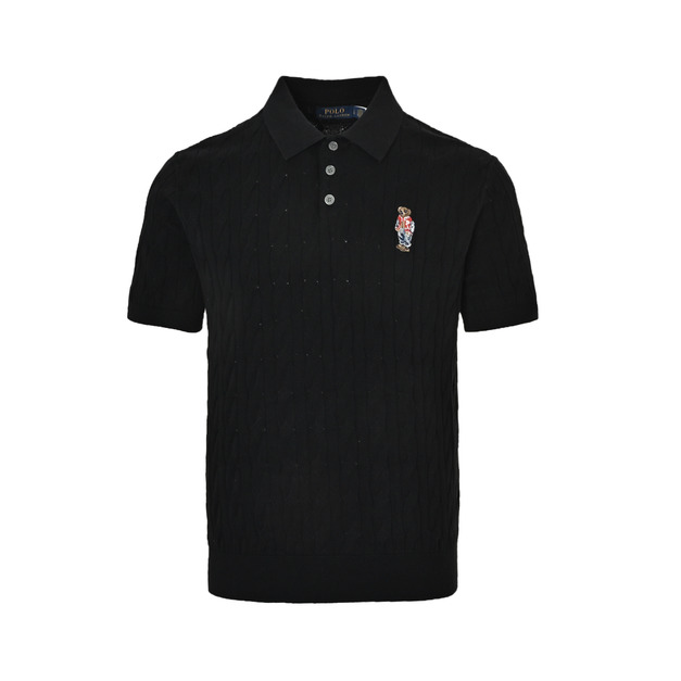RALPH LAUREN 小熊刺繡絞花針織Polo短袖 (黑) RALPH LAUREN 小熊刺繡絞花針織Polo短袖 (黑)