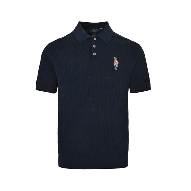 RALPH LAUREN 小熊刺繡絞花針織Polo短袖 (藏青) RALPH LAUREN 小熊刺繡絞花針織Polo短袖 (藏青)