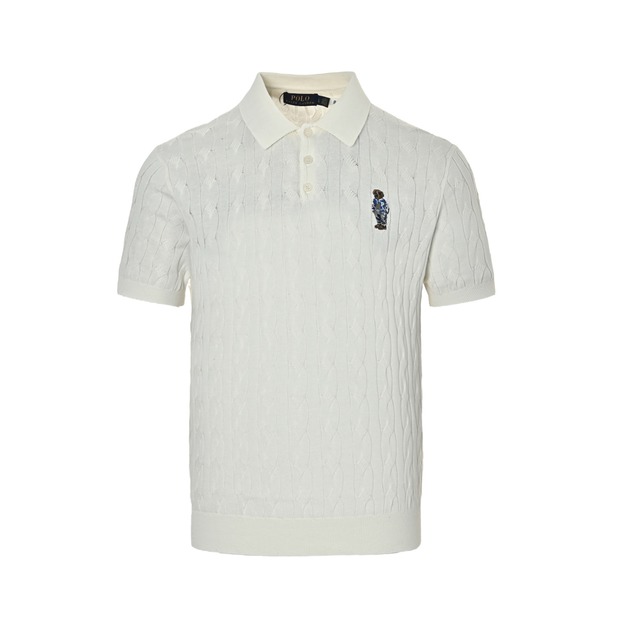 RALPH LAUREN 小熊刺繡絞花針織Polo短袖 (白) RALPH LAUREN 小熊刺繡絞花針織Polo短袖 (白)